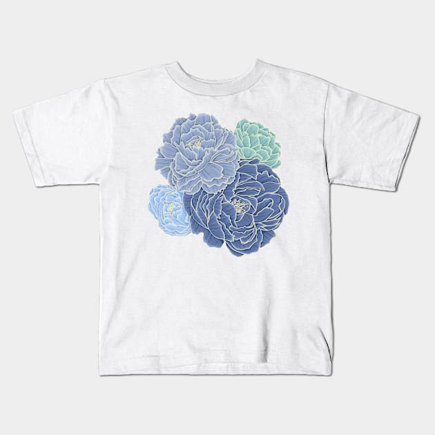 Peonies - Cool Colors Kids T-Shirt by zannahrose